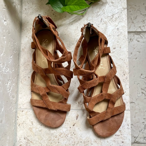 Splendid Barrett Suede Gladiator Sandals, Caramel, 7.5 - Picture 2 of 7